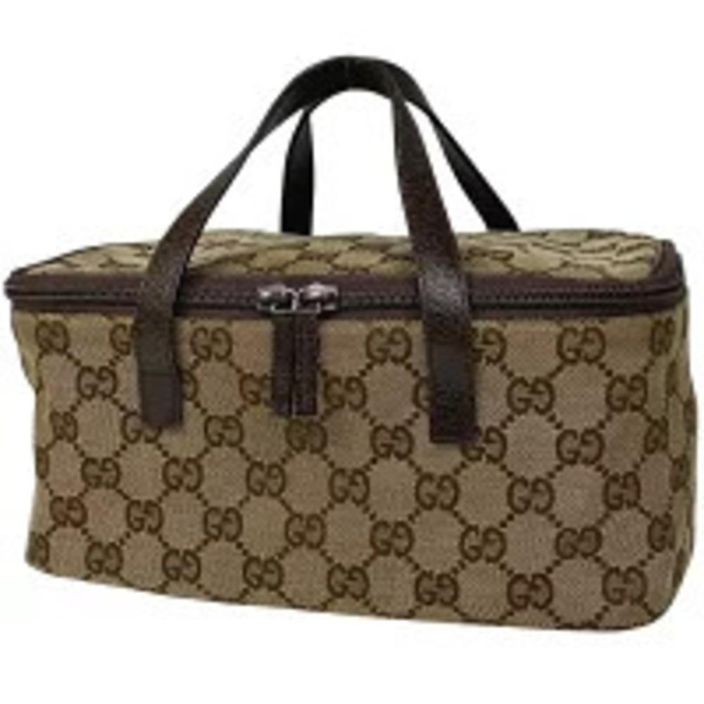Gucci GG vanity bag handbag makeup Clutch canvas beige brown